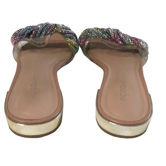BCBG Generation Darli Rhinestone Slides Transparent Slip On Bow Flat Sandals 6 - Picture 7 of 9